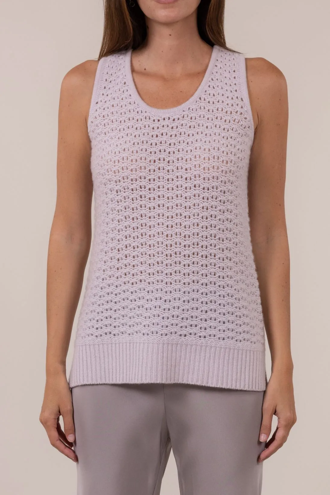 SUSTAINABLE CASHMERE OPEN WEAVE TANK