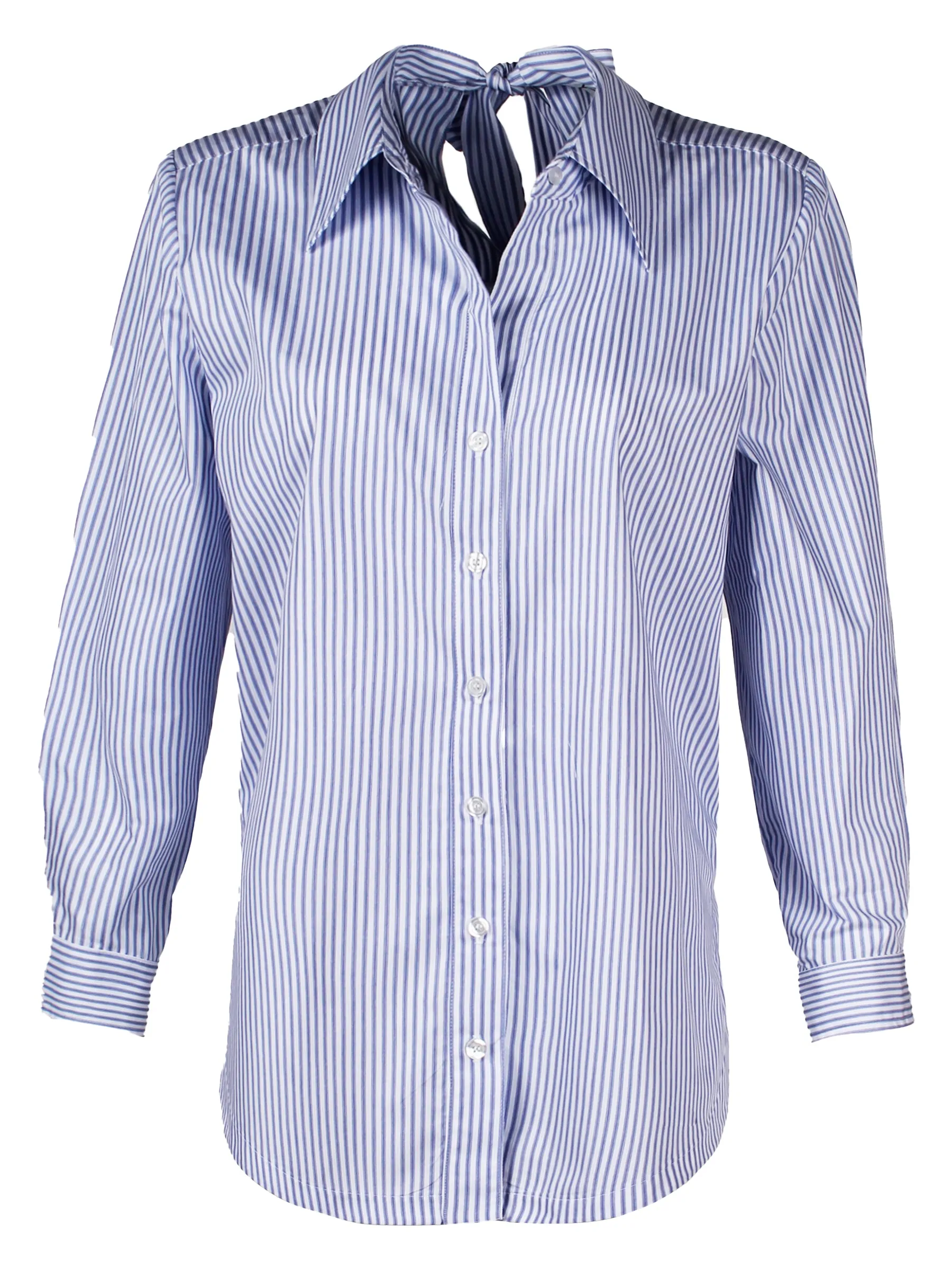 Sylvie Tie Back Shirt Blue White Stripe