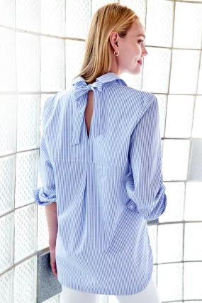 Sylvie Tie Back Shirt Blue White Stripe