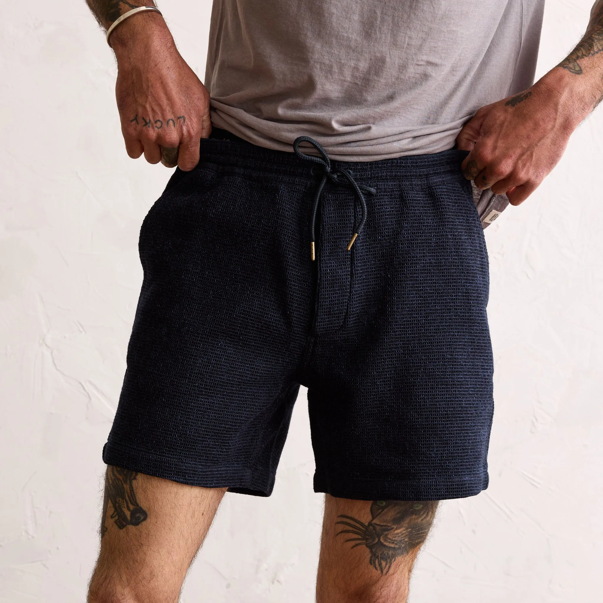 The Apres Short in Indigo Waffle