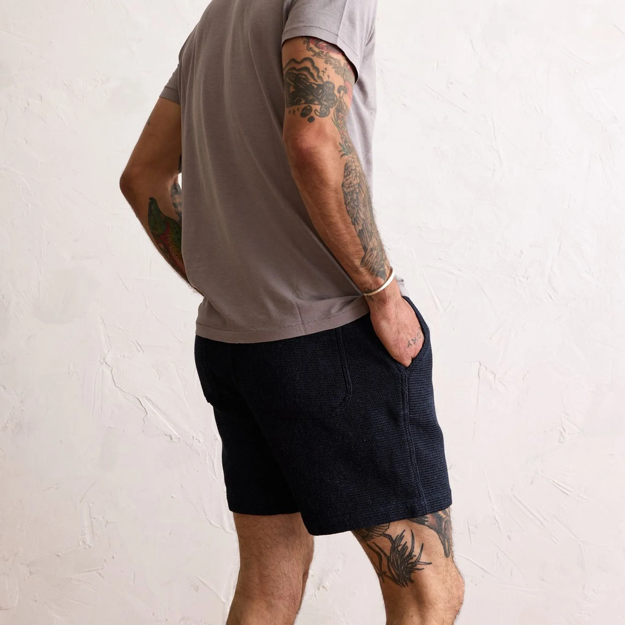 The Apres Short in Indigo Waffle