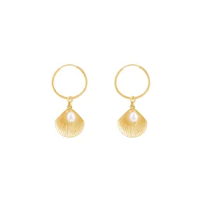 Ula Shell Hoop Earrings - Gold