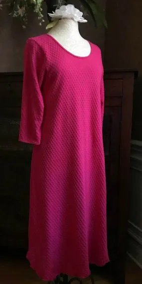 Vibrant Brights 3/4 Sleeve 3/4 Length Gown Dot Collection Hot Pink