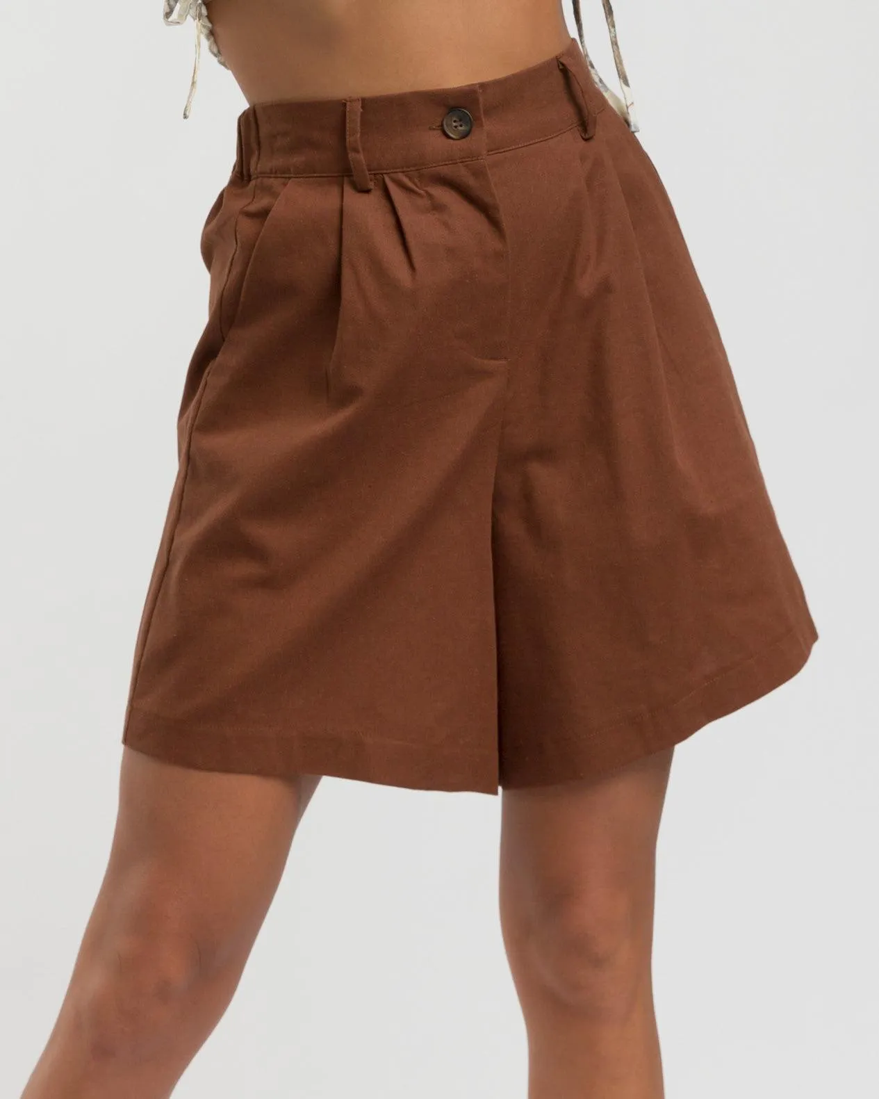 WAREHOUSE SALE | Maggie Tailored Shorts | Brown