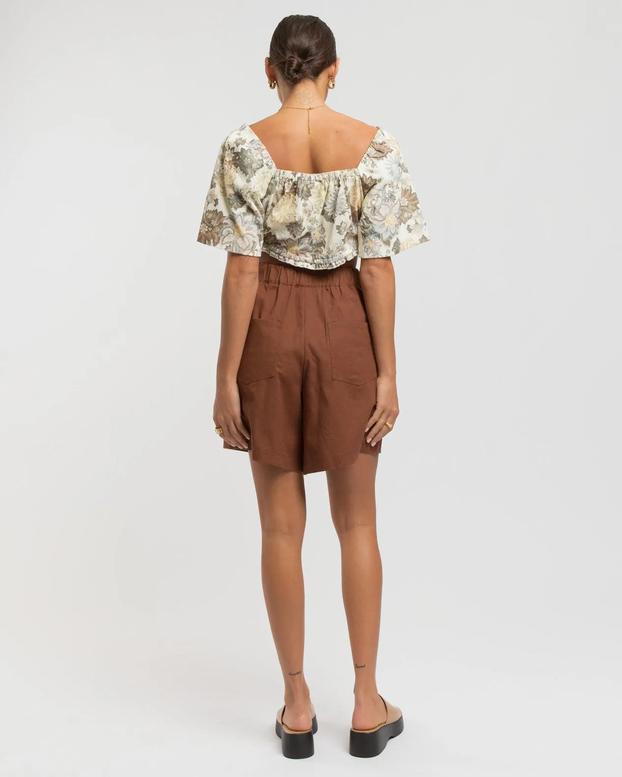 WAREHOUSE SALE | Maggie Tailored Shorts | Brown