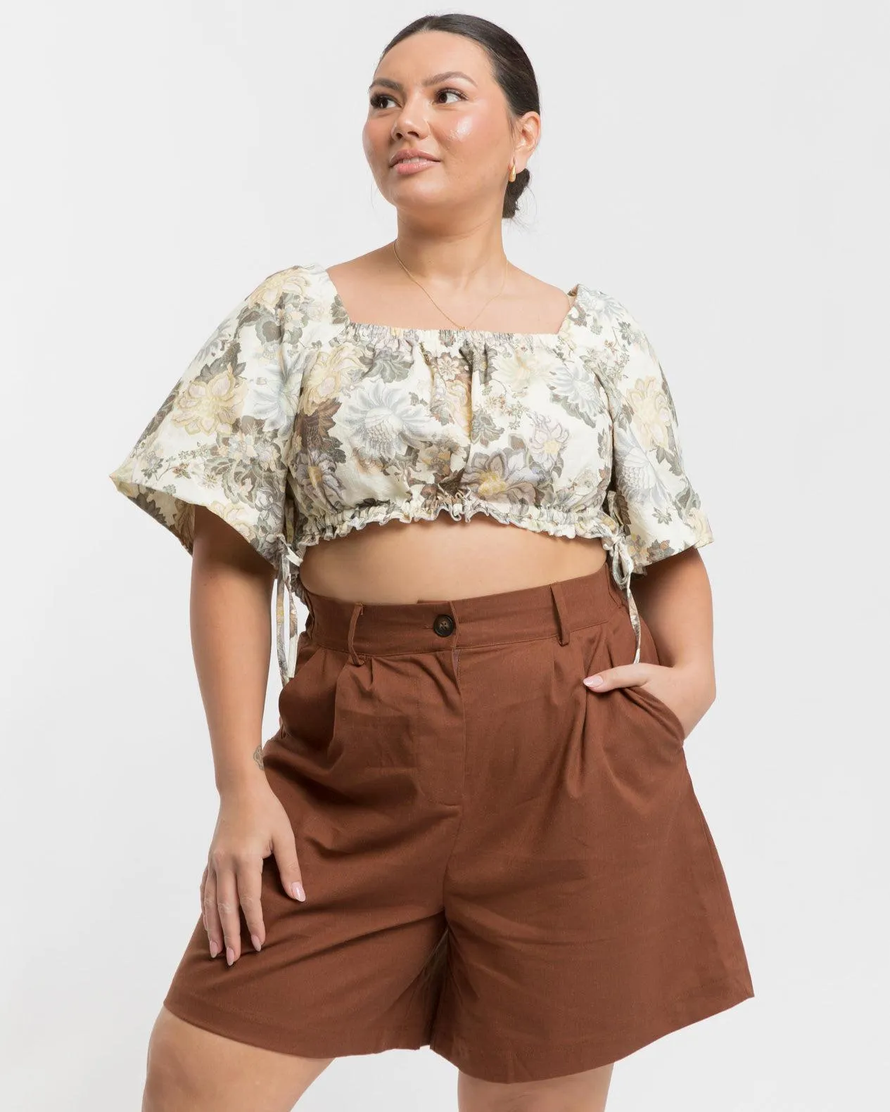 WAREHOUSE SALE | Maggie Tailored Shorts | Brown