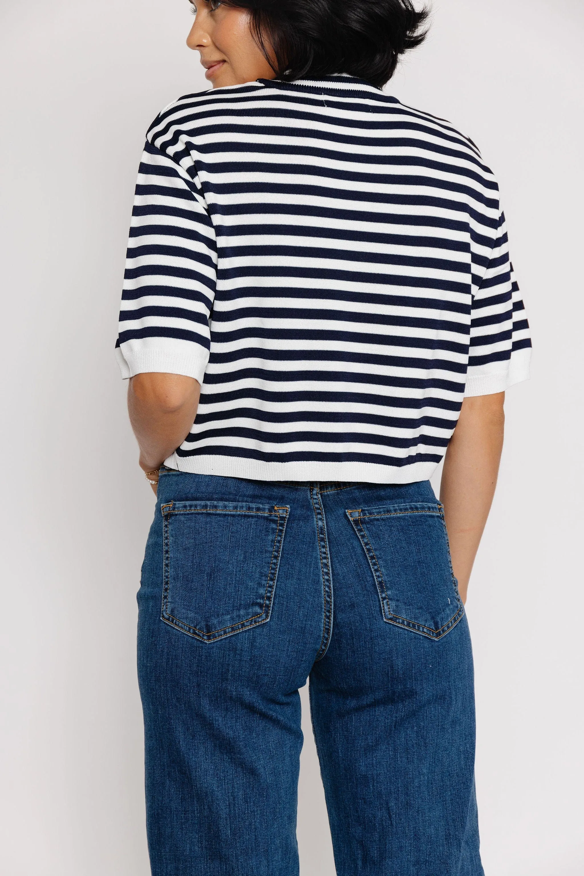 Wednesday Sweater in Navy/White