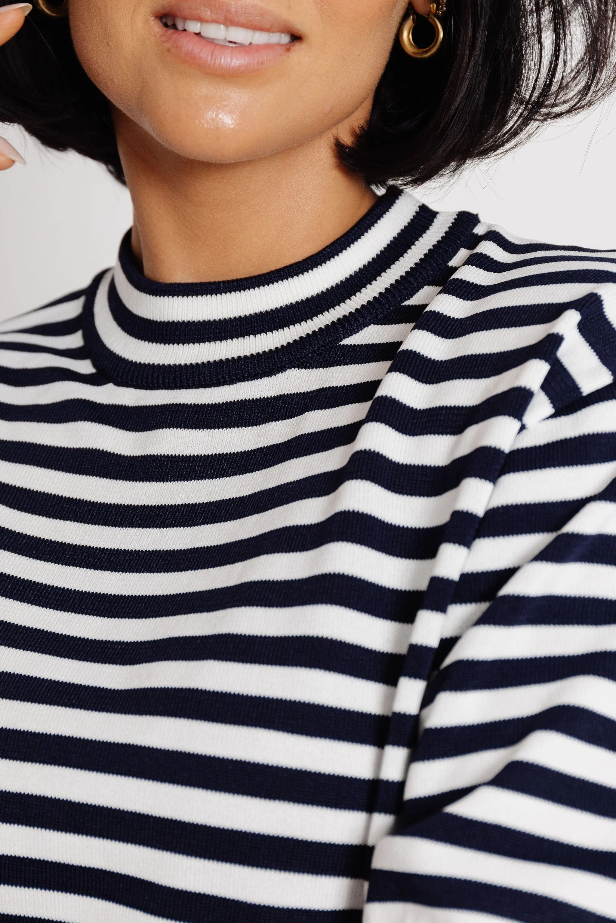 Wednesday Sweater in Navy/White