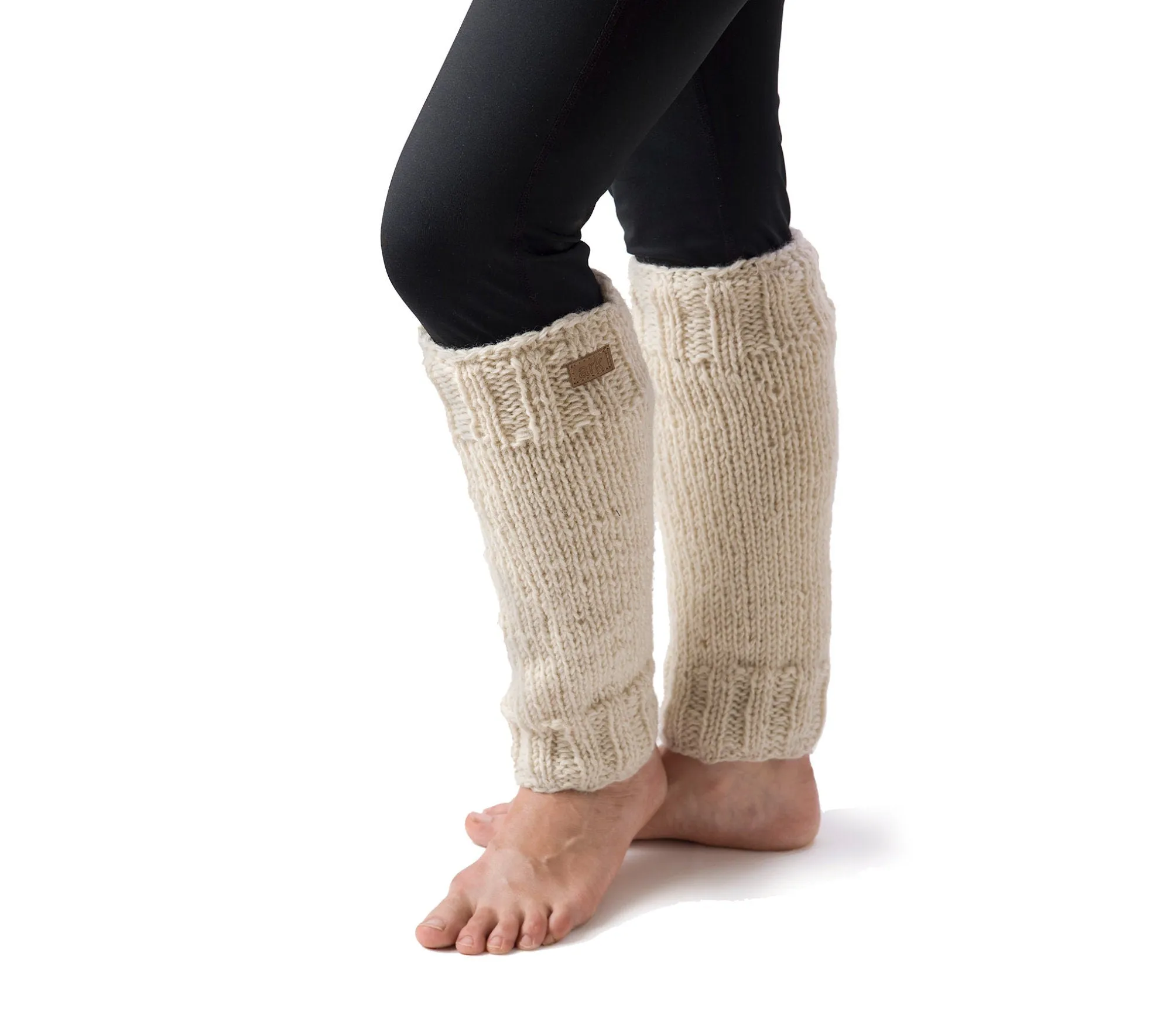 White Wool Leg Warmers, Fleece Lined, thick and cozy!