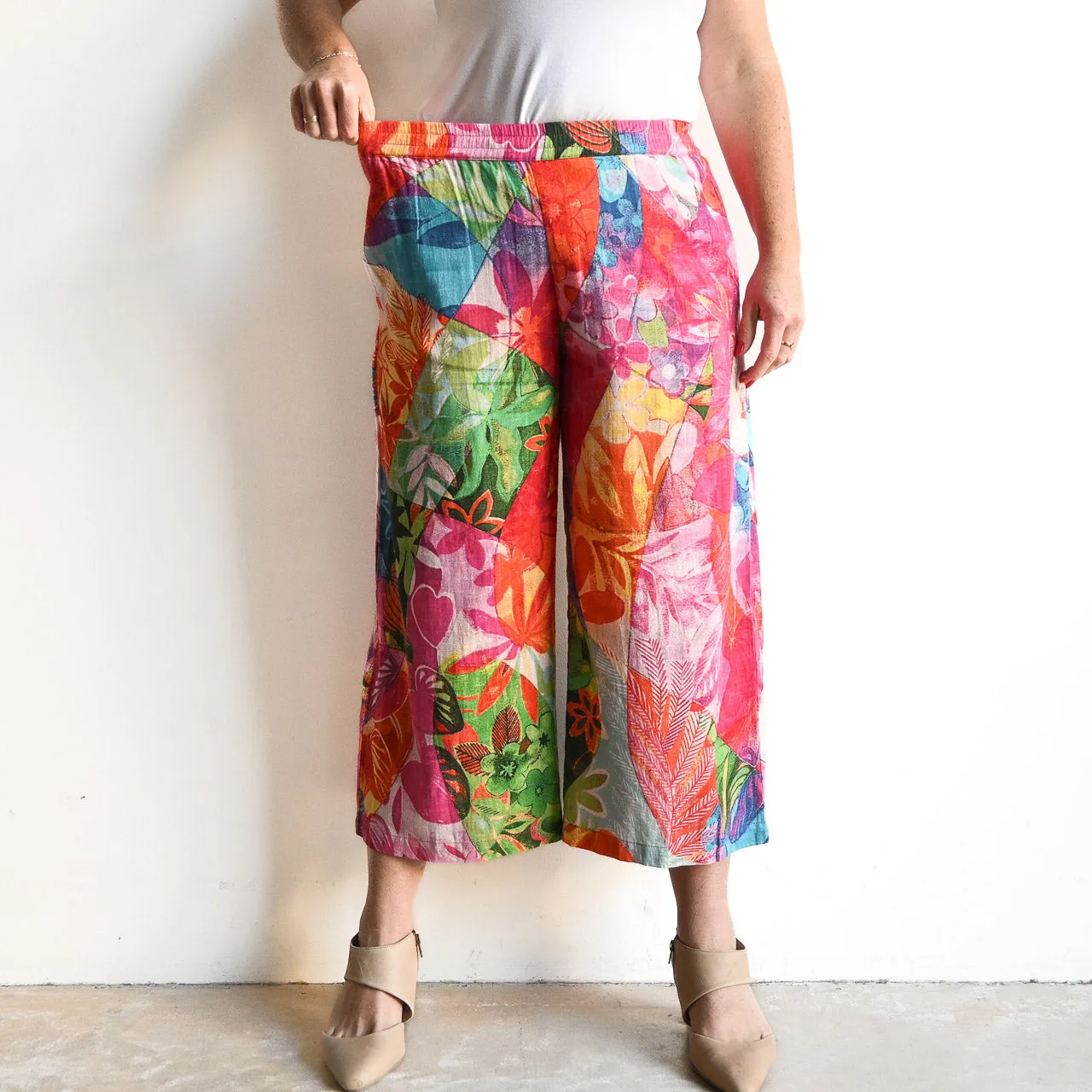 Wide Leg Summer Pant in Organic Cotton by Orientique - Jozani - 3618