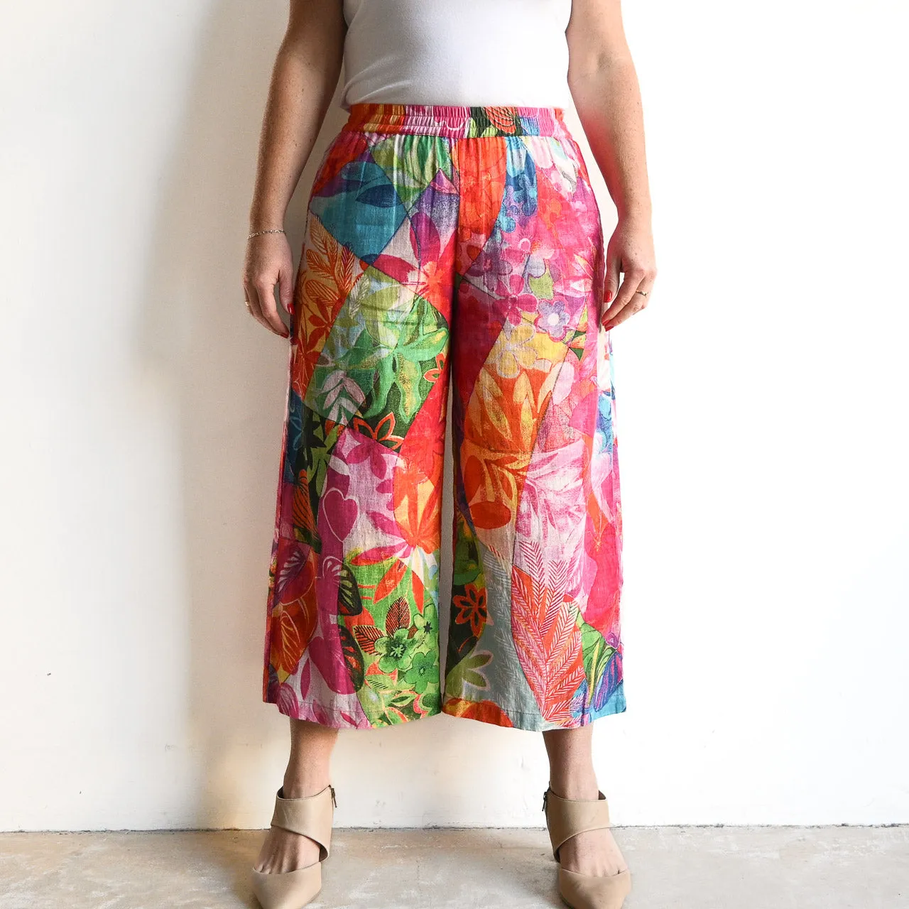 Wide Leg Summer Pant in Organic Cotton by Orientique - Jozani - 3618