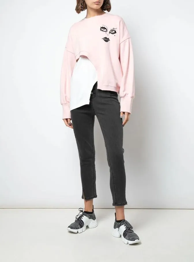 WITCH HYBRID CREWNECK PINK/ WHITE