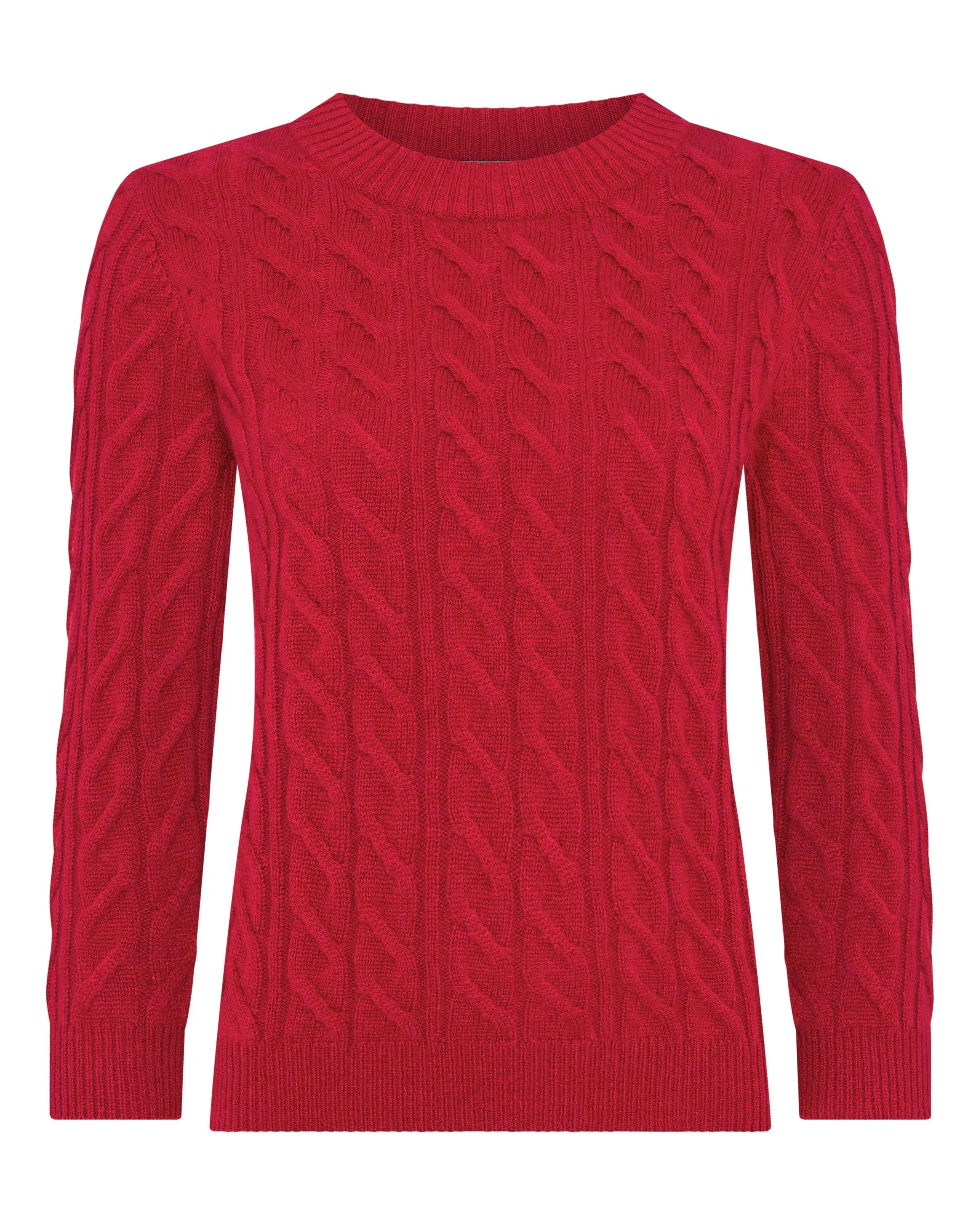 Women's Emilia Cable Round Neck Cashmere Jumper Riding Red