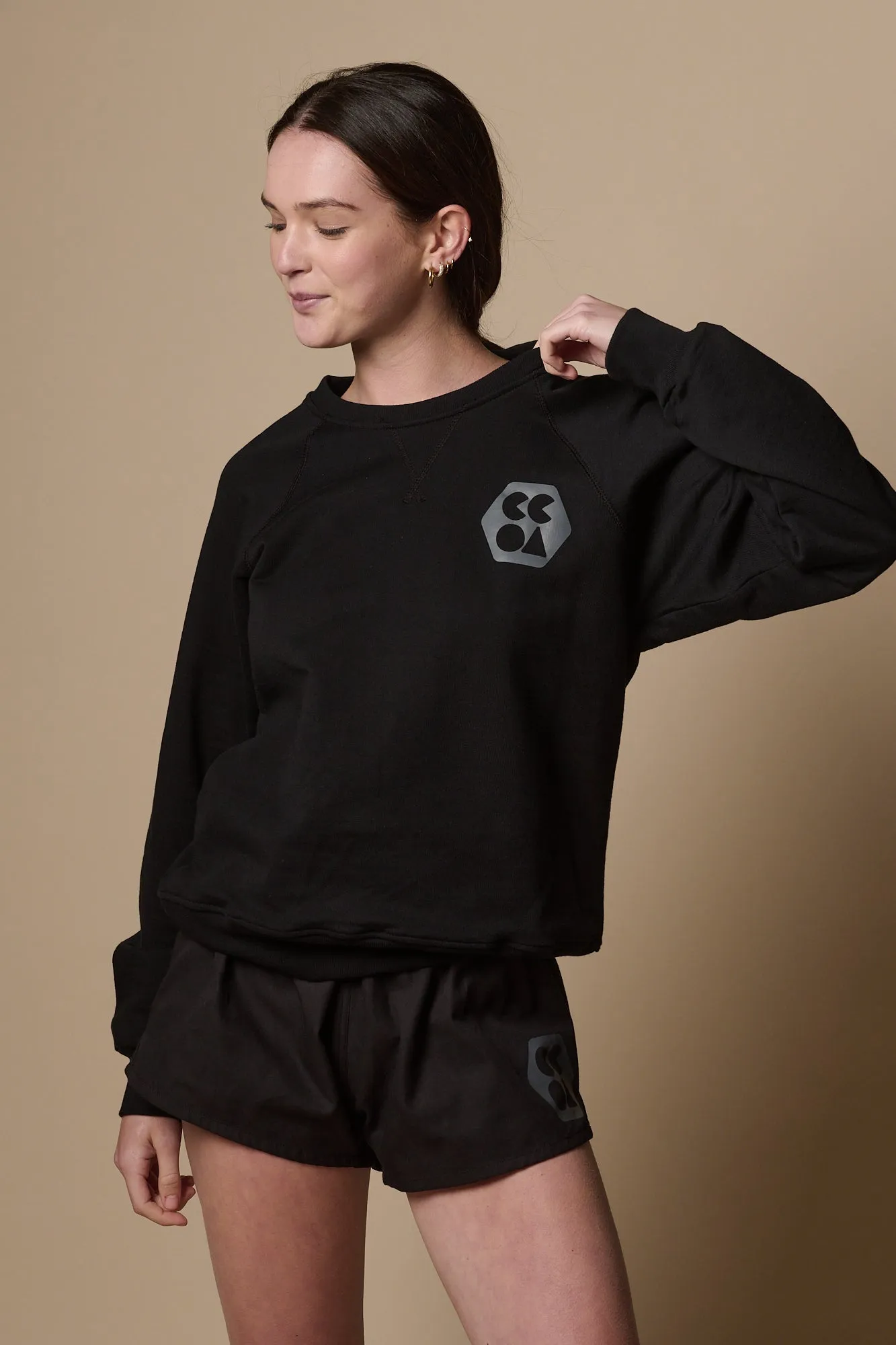 Womens Raglan Sweatshirt Plastic Free - Black