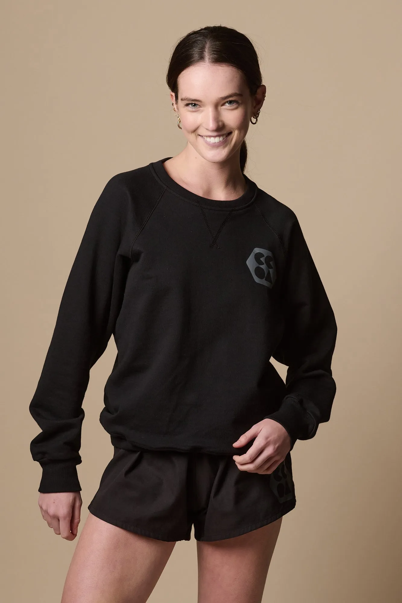 Womens Raglan Sweatshirt Plastic Free - Black