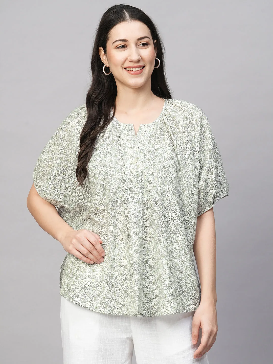 Women's White Cotton Regular Fit Blouse