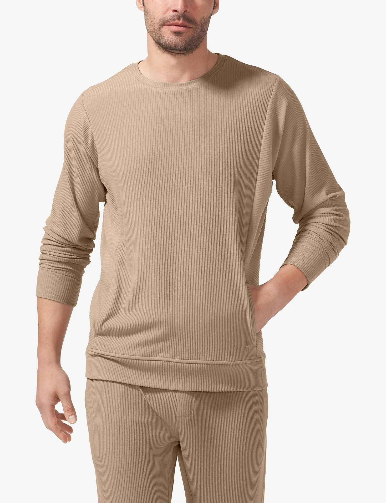 Zen Ribbed Crew Neck Sweatshirt