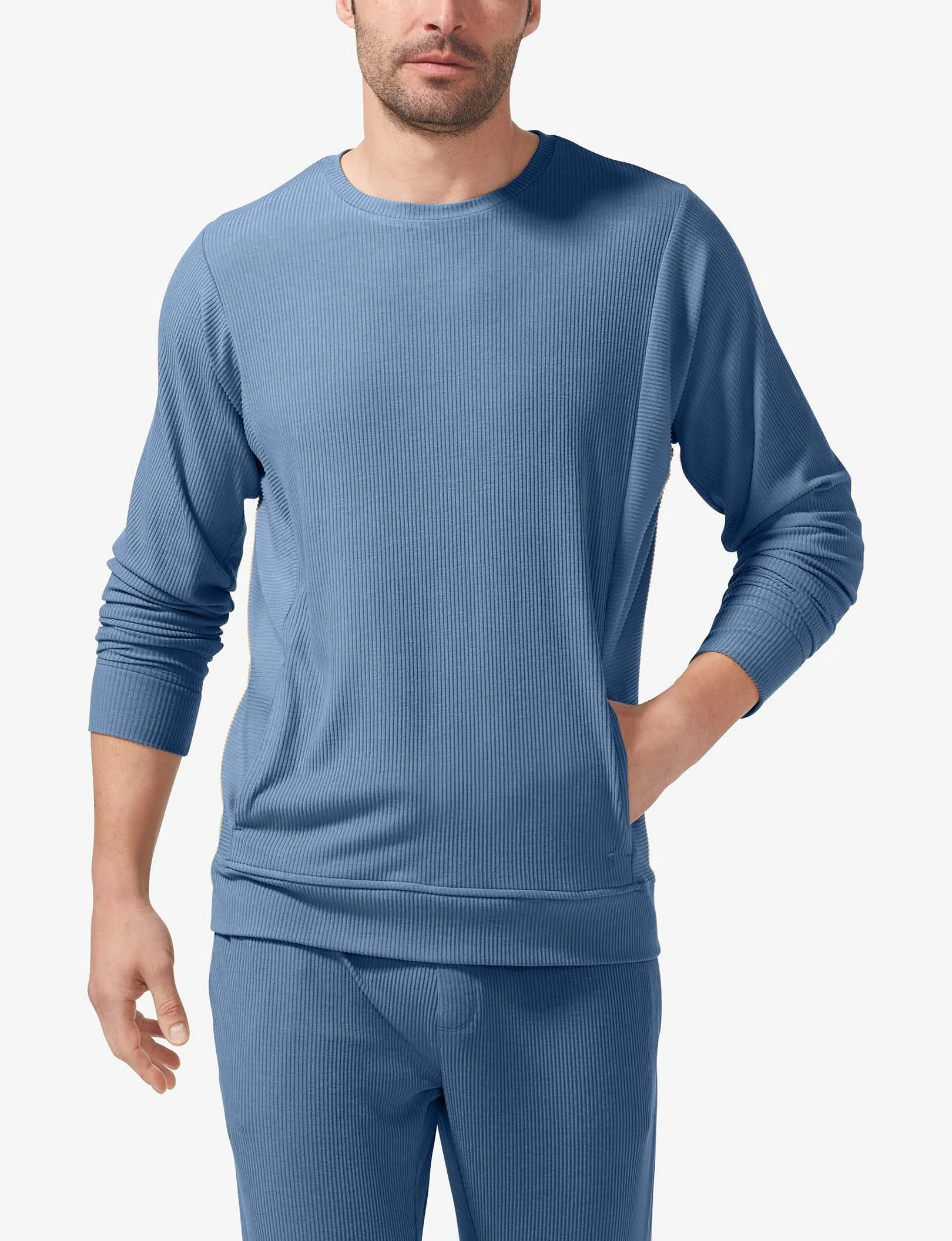 Zen Ribbed Crew Neck Sweatshirt