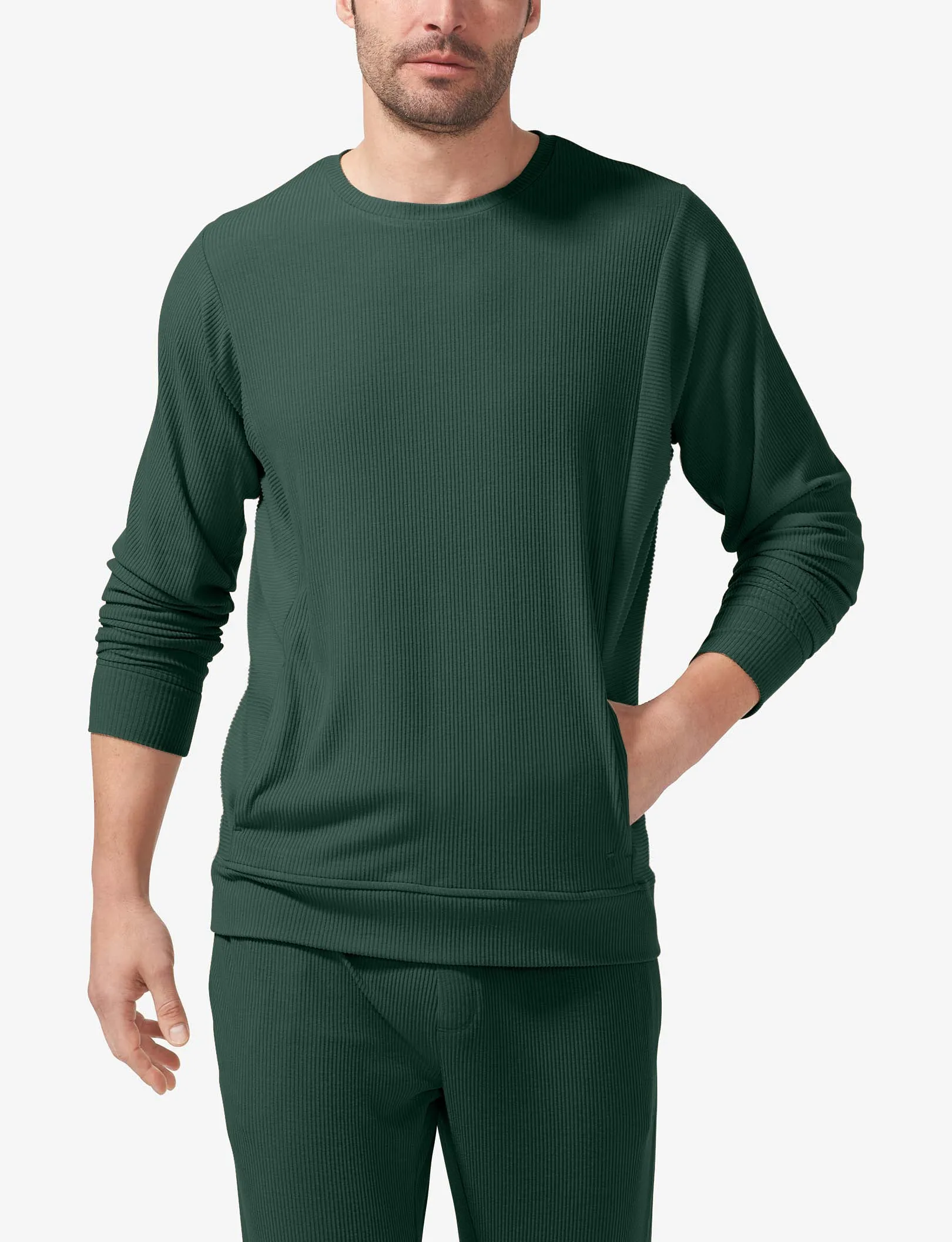 Zen Ribbed Crew Neck Sweatshirt