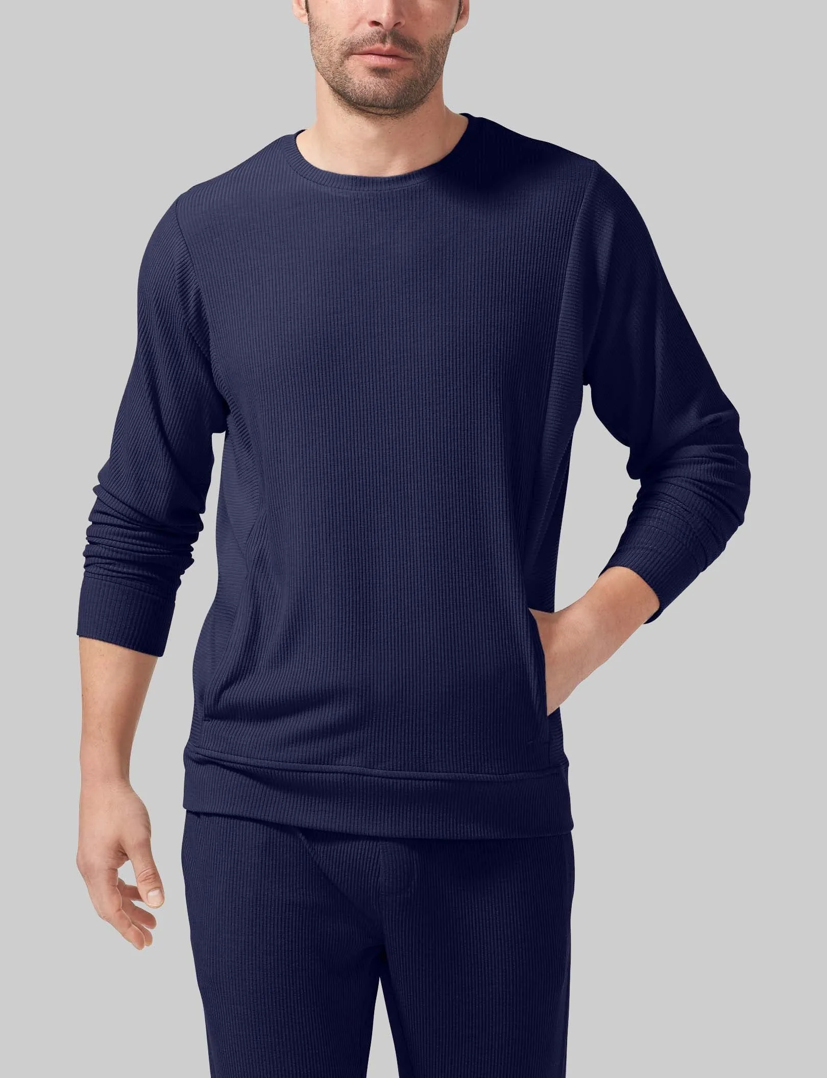 Zen Ribbed Crew Neck Sweatshirt